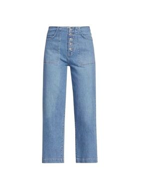 Veronica Beard Crosbie High Rise/ Wide Crop Blue Jeans